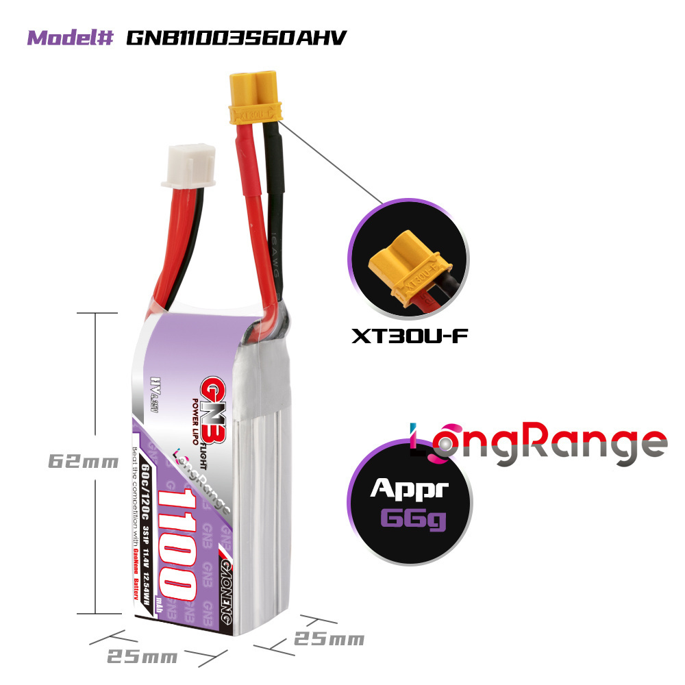 GNB 1100mAh 2S 3S 4S 6S 60C/12 - Drone Battery Lipo review and price