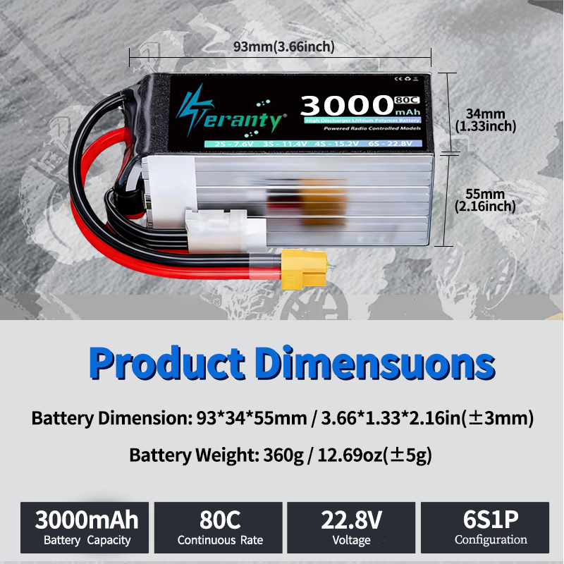 TERANTY 6S 22.8V 3000mAh 80C/1 - Drone Battery 6S review and price